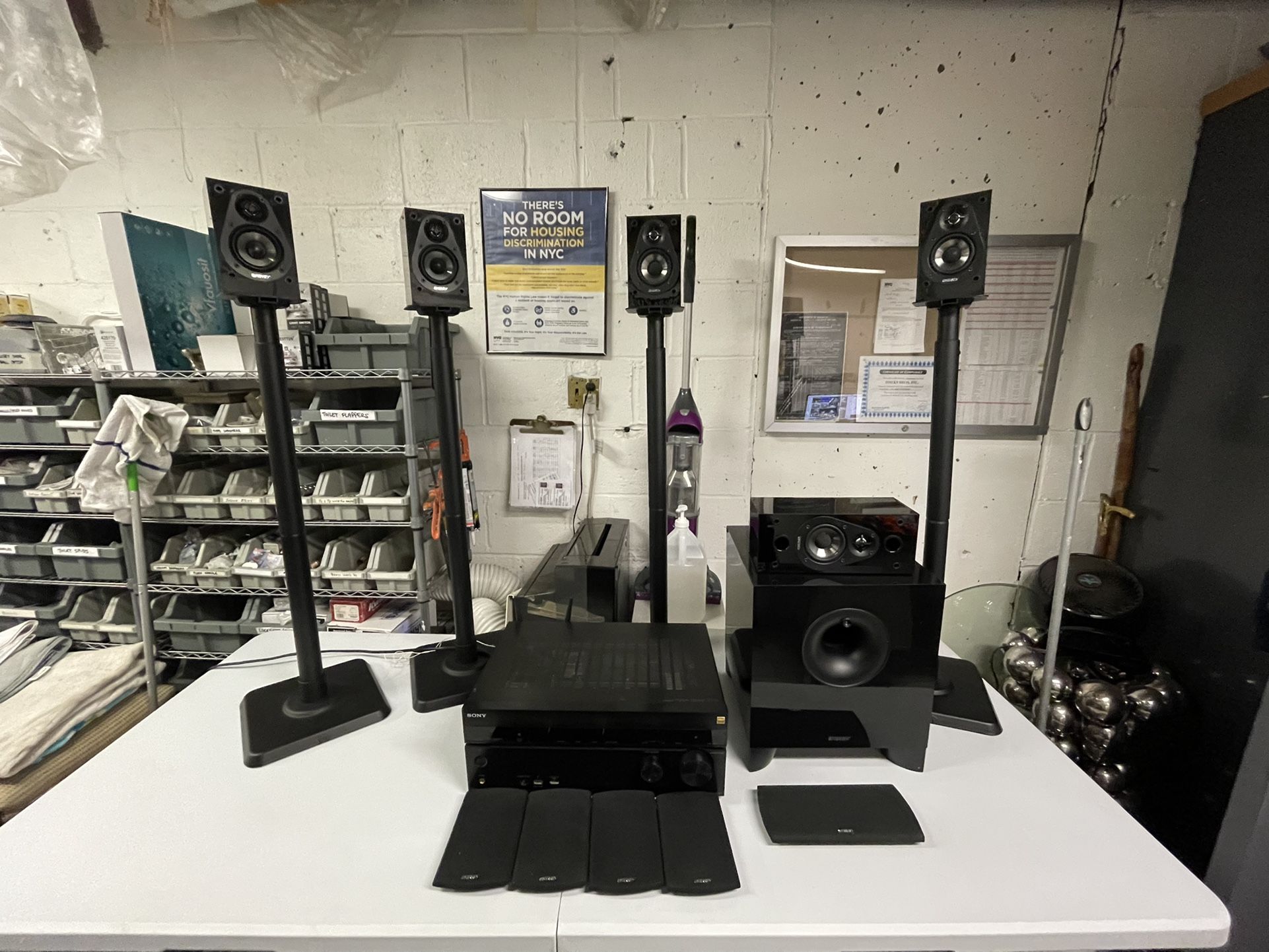 Sony STR-DN1070 Receiver, 5.1 Energy Take Speakers With Stands