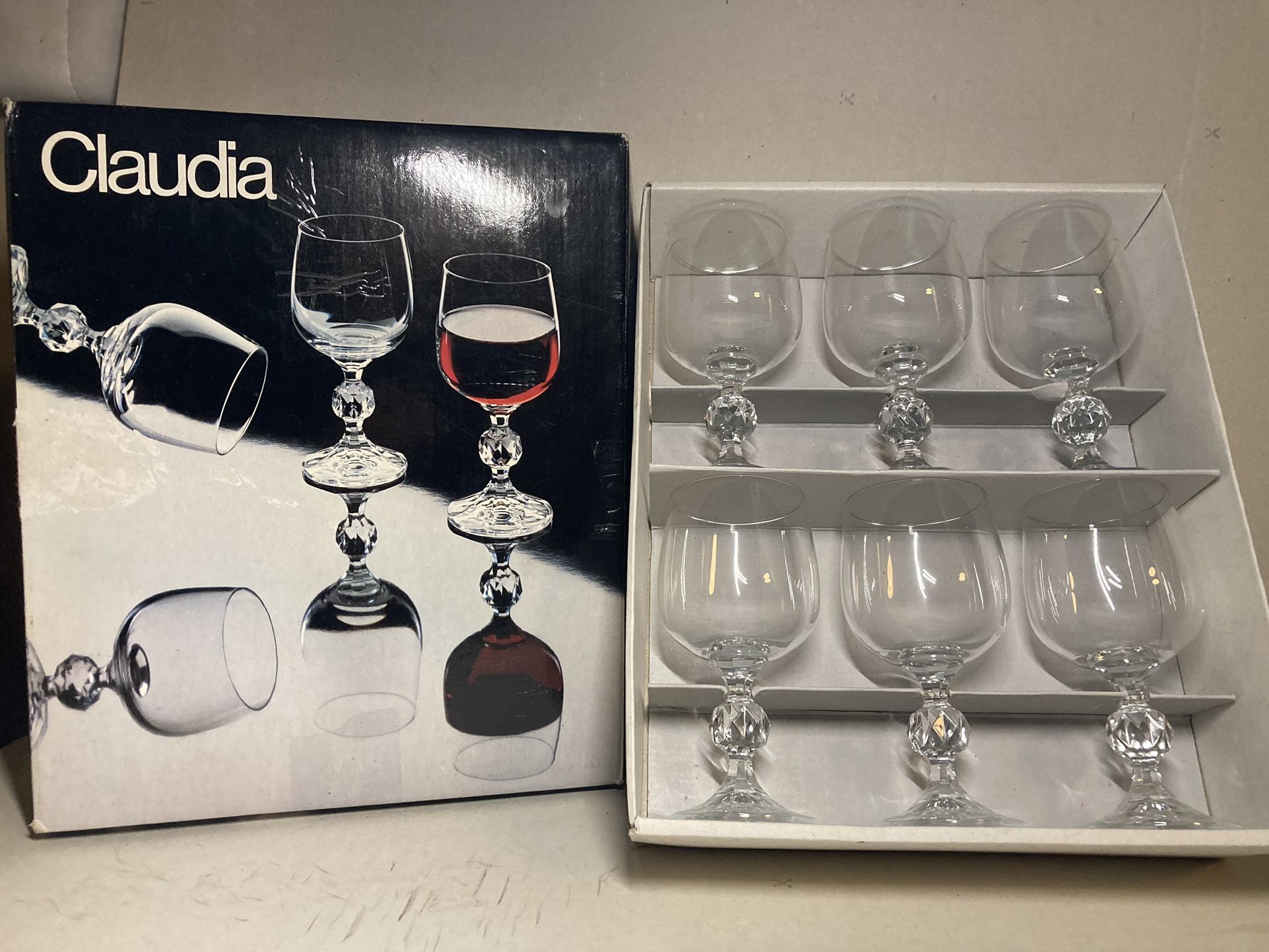 Vintage Claudia Bohemia Fine Lead Crystal Wine Set Of 6 190ml.