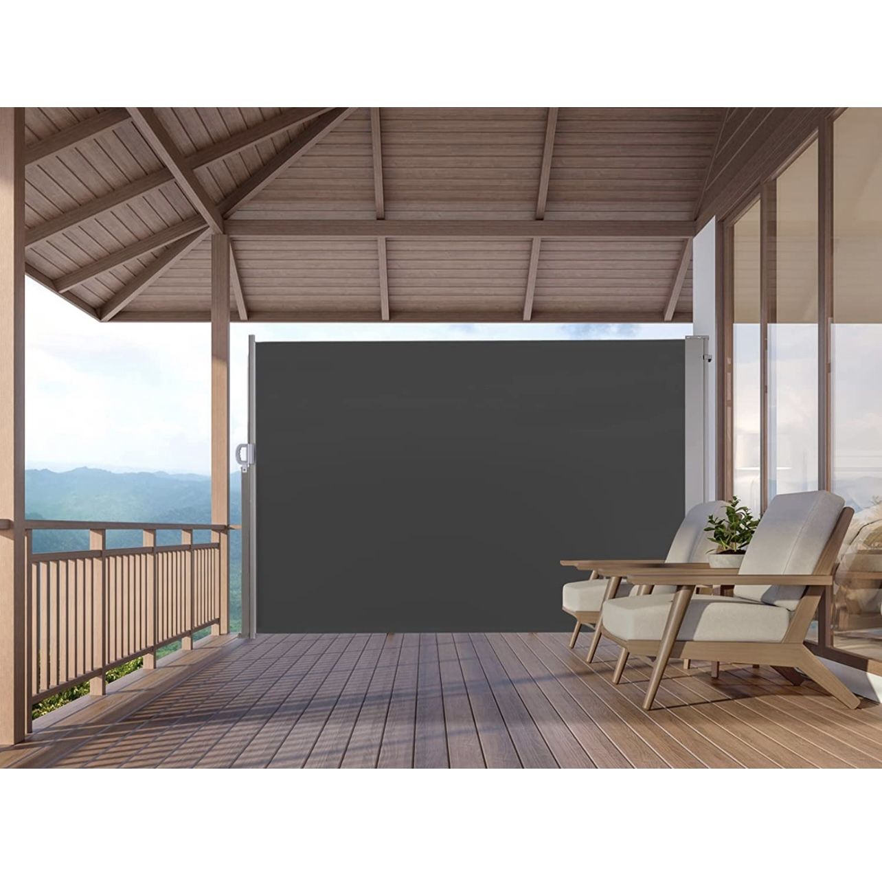 Retractable Side Awning,Waterproof & UVResistant,Folding Privacy