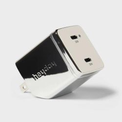 Dual Port USB-C 40W Wall Charger - Heyday™ Chrome: Short Circuit Protection Adapter