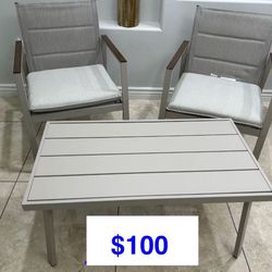 StyleWell Crystal Cape 3 Piece Metal Patio Conversation Set with Warm Grey Cushions Used like new condition $100 Pickup only  Sturdy, durable steel fr
