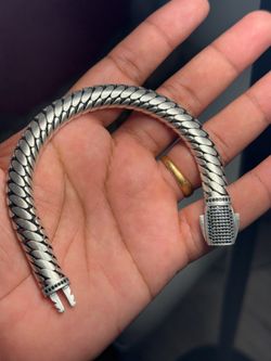925 Sterling Silver Handmade Black Oxidized Cuban Link Bracelet 10.75mm 8”