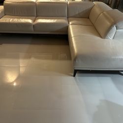 Natuzzi Ivory Leather Couch