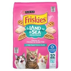 3bags Of Friskies Land & Sea Adventures Dry Cat Food, Chicken + Ocean Fish (32 lbs.)