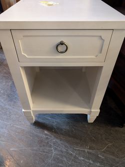 Restoration Hardware Baby & Child White Bedside Table with Drawer and Open Storage