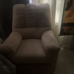 Beige Recliner Wooden Futon 