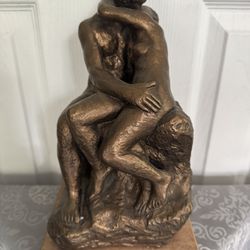 STATUE: “THE KISS”, August Rodin, 1960’s, Ceramic/Bronze look, Heavy, VINTAGE