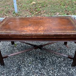 BEAUTIFUL RARE VINTAGE WOOD HERITAGE HENREDON COCKTAIL RECTANGULAR TABLE HIDEAWAY SLIDE WITH EXTENSION LEAF
