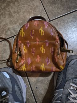 Fossil Mini Backpack Purse Cactus Print