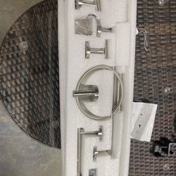 New 6 PCS Bathroom Hardware Set, Brushed Nickel Towel Bar, Stainless Steel Towel Rack Wall Mounted B