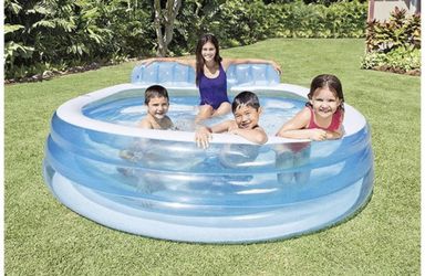 New Intex Swim Center Inflatable Family Lounge Water Kids Adult Pool Alberca, 90" X 86" X 31"