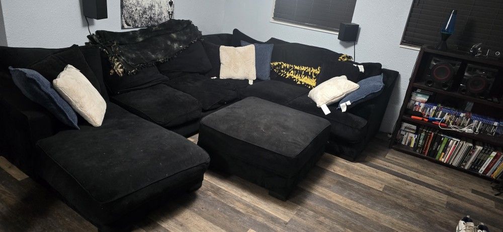 Huge 3 Piece Sectional With Storage Ottoman For Sale