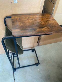 Rustic side table with wheels NEW