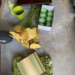 Lime Green House Home kitchen bedroom decor frames candles vases End Table