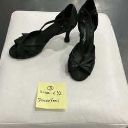 Dance Feel Lightly Used Latin Ballroom Dance Shoes - Size 6 1/2 - 2.5” Heel