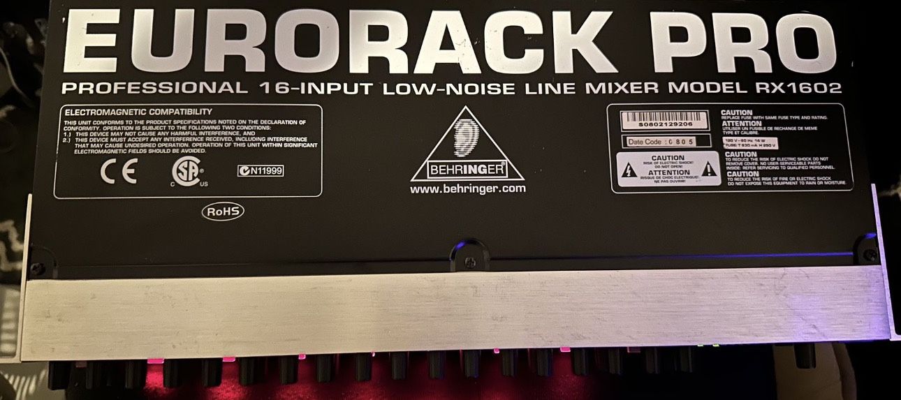 Behringer RX1602 16 input line mixer 