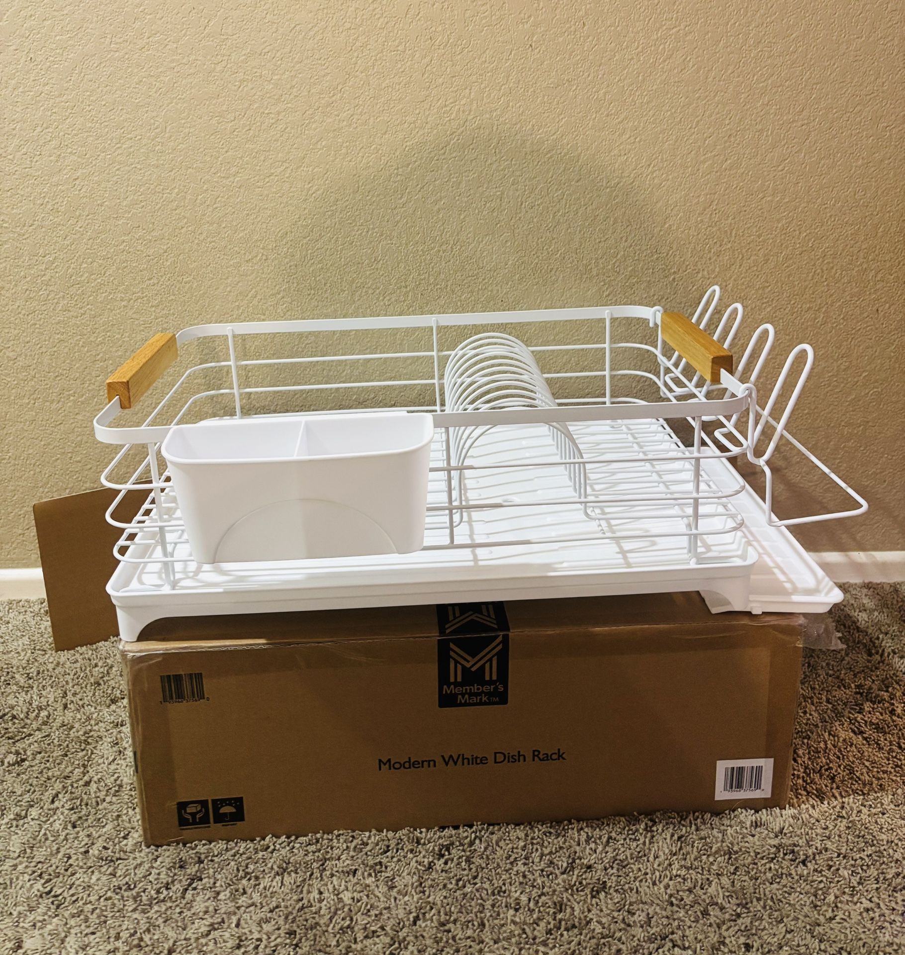 Brand New Member's Mark Modern Dish Rack With Utensil Caddy And Glassware Holder