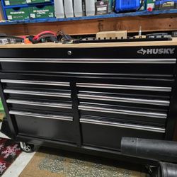 46-in 9 Drawer Husky Mobile Workbench With Wood Top Tool Box Storage Cabinet