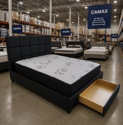 Bed frame black full size and full regular mattress new