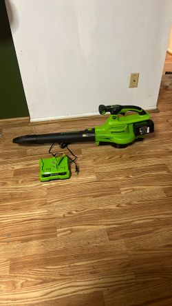 Greenworks 24-volt 585-CFM 140-MPH Battery Handheld Leaf Blower 4 Ah Battery Included Charger