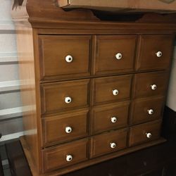 Small Solid Wood Chest With White Knobs