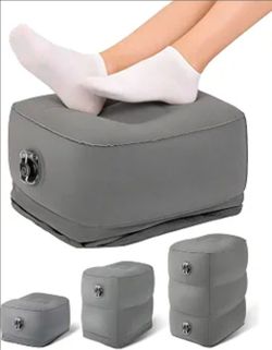 Inflatable Foot Rest Pillow, Kids Airplane Bed, Adjustable 3 Layers Height Leg Rest Pillow, Airplane Travel Essentials Great for Office, Home, Trains,