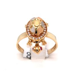 14Kt Yellow Gold CZ Turtle Ring 3.30g Size 7 202584/13