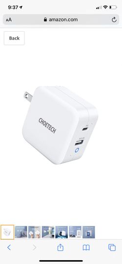 USB C Charger, CHOETECH 65W 2-Port PD Charger GaN Tech PD 3.0 Foldable Type C Wall Charger Adapter Compatible with MacBook Pro/Air, iPad Pro, iPhone