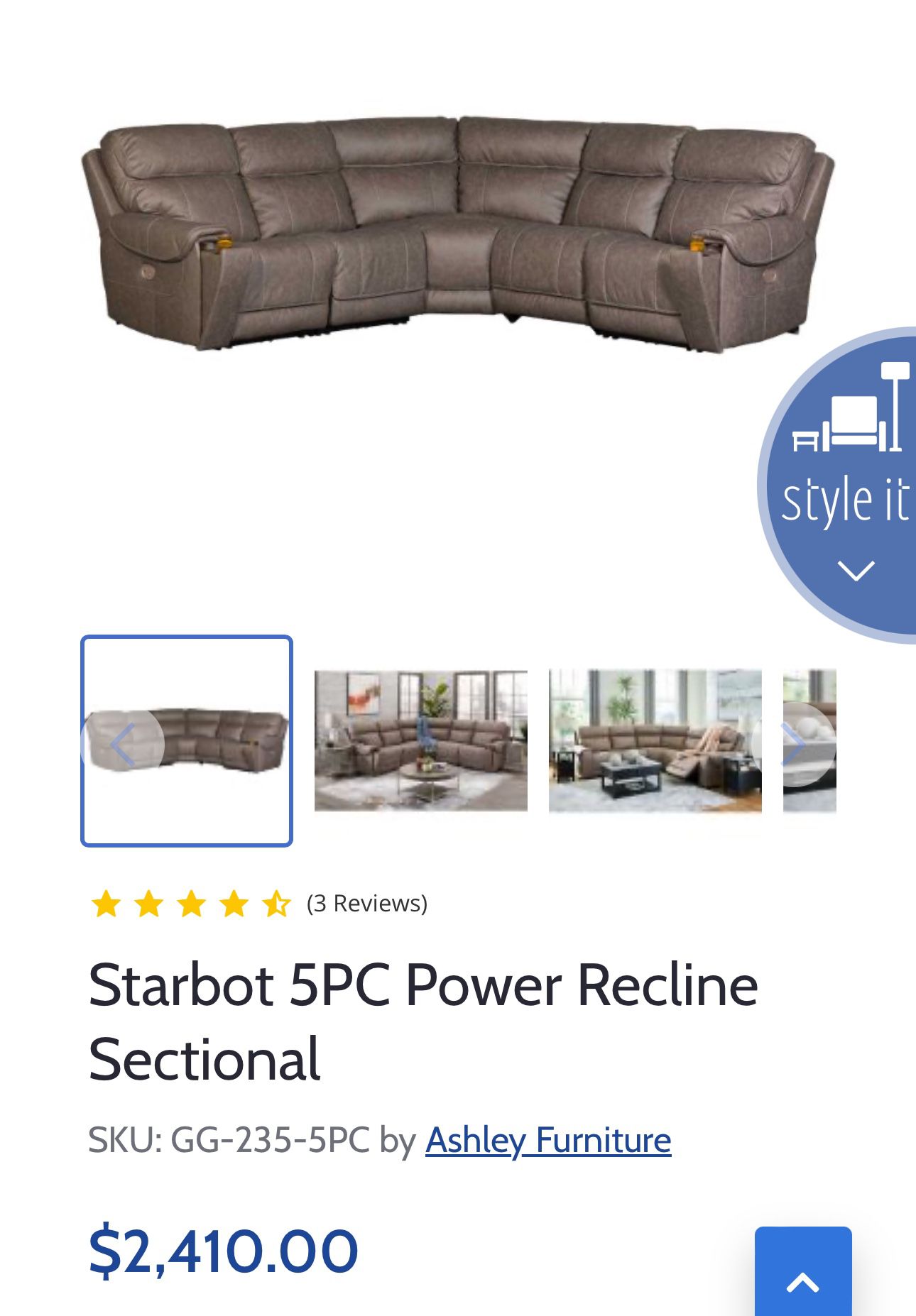 Starbot 5PC Power Recline Sectional
