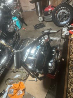 03 sportster engine and hard tail gas box frame