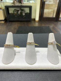 14K Gold Trio Ring Set with Cubic Zirconias