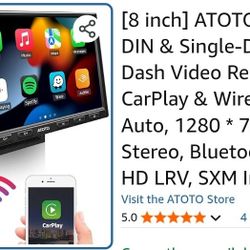 8 Inch] ATOTO F7 XE Dbl DinN & Single-DIN Adaptive in-Dash Video Receiver - Wireless CarPlay & Wireless Android Auto, 1280 * 720 IPS Car Stereo, 