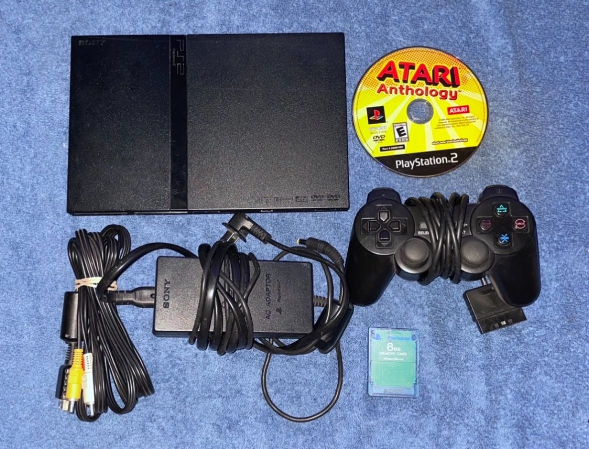 SONY PLAYSTATION 2 PS2 SLIM CONSOLE WITH VIDEO GAME & CONTROLLER