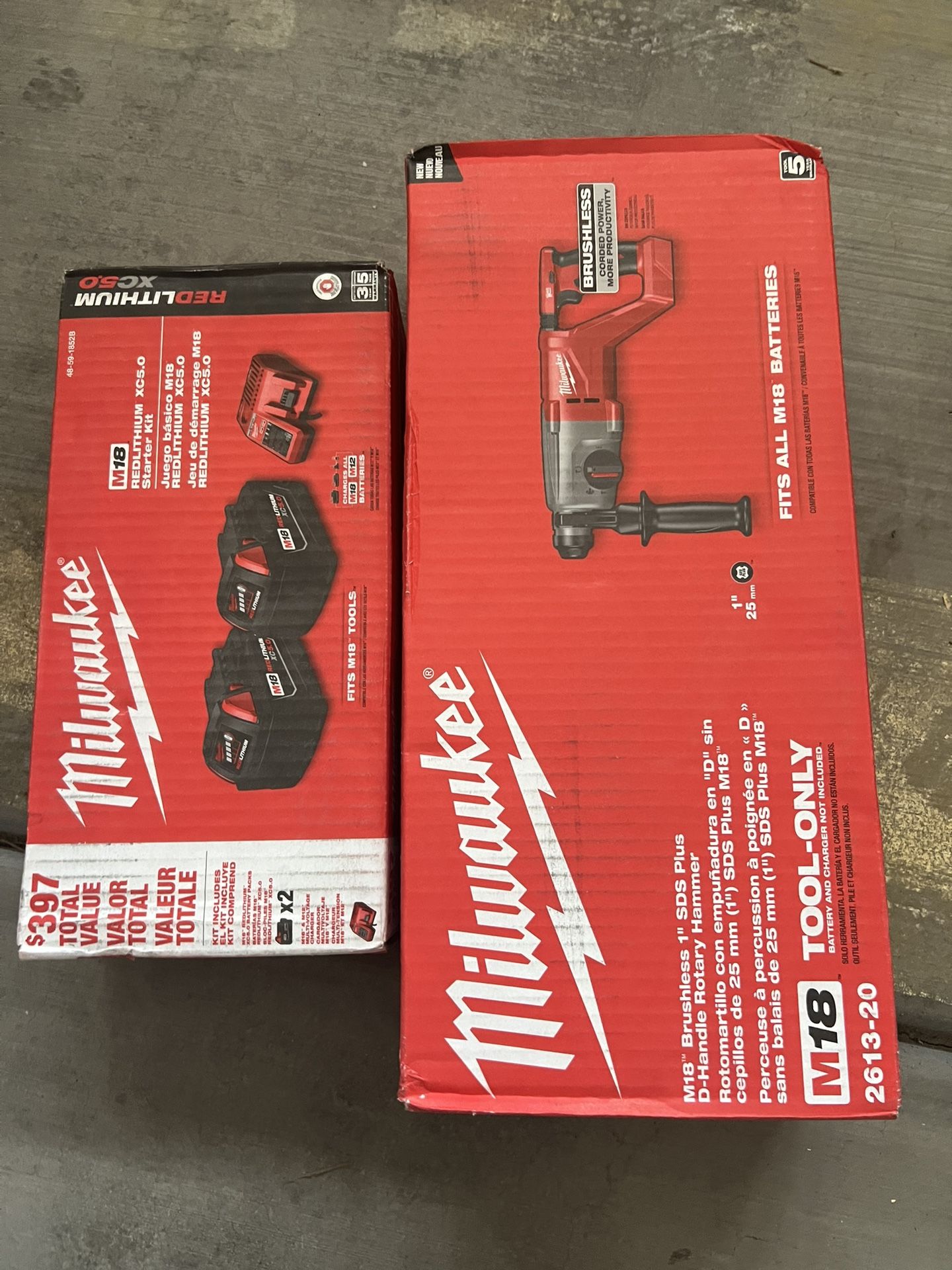 Milwaukee Rotary Hammer And 5ah Batteries W/ Charger