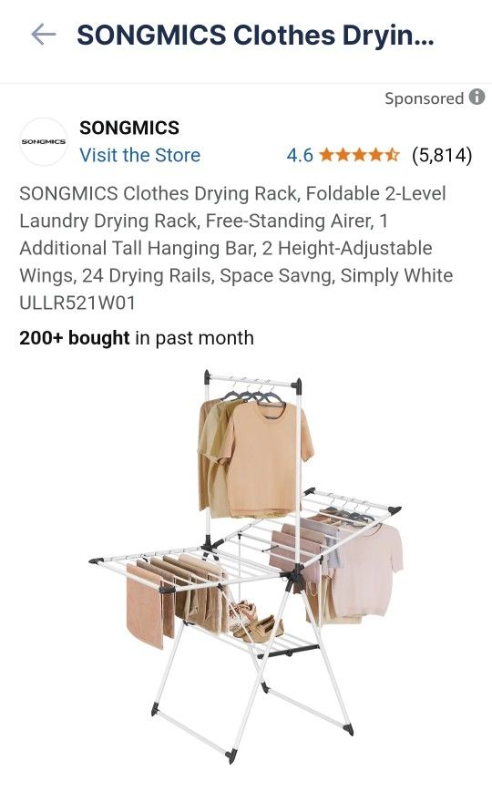 Songmics Clothes Drying Rack