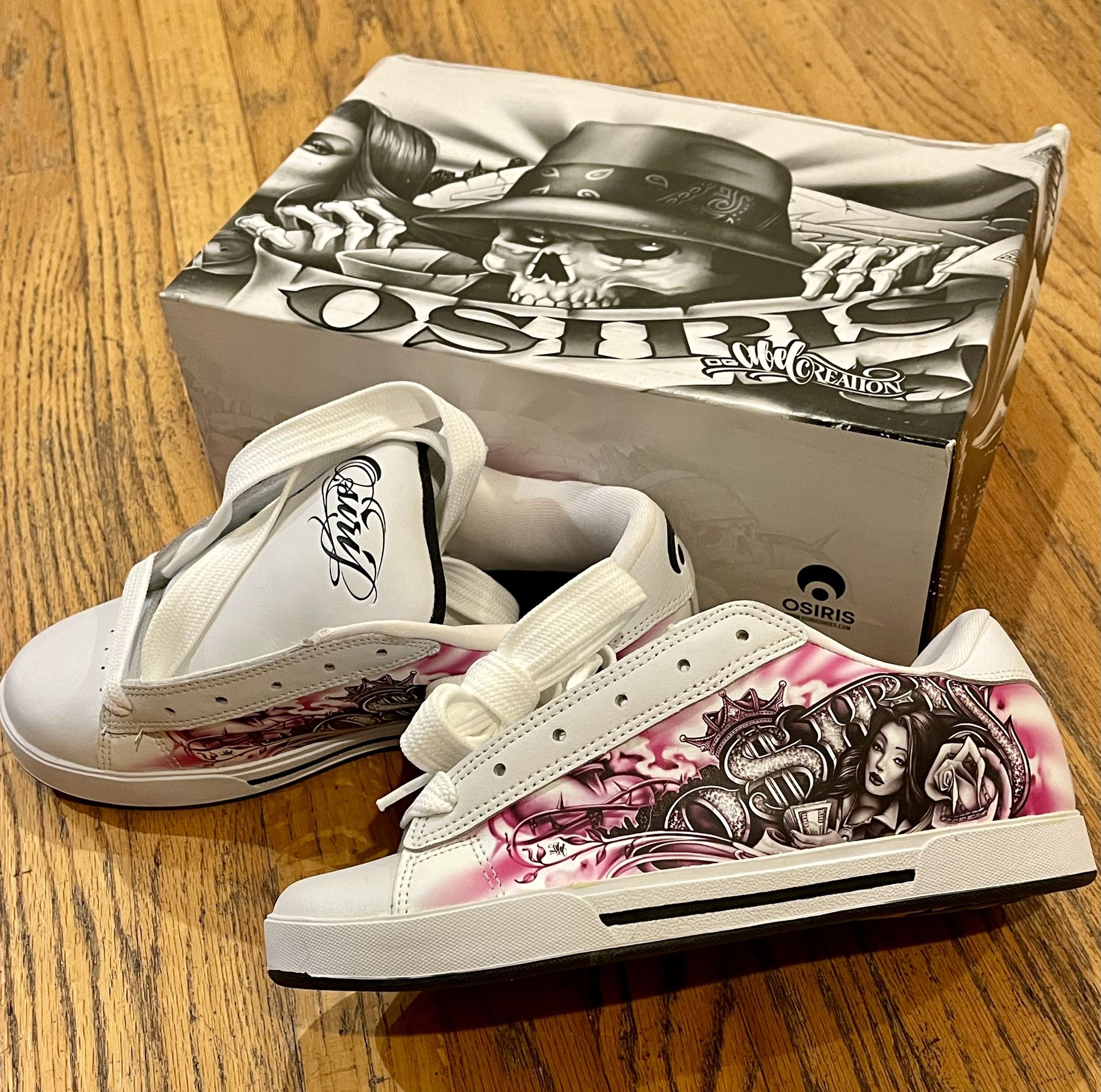 Osiris Serve OG ABEL Chicano Low Rider Skull Hina Skateboarding Shoes Women 8.5