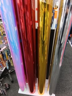 Rainbow chrome ,  red chrome , gold chrome , chrome vinyl wrap by yard $60.  or roll $600