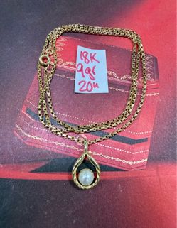 18K Solid Gold Chain And Pendant For Wedding 9Gr 20 Inches Long