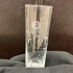 Vintage Lillian Vernon Vintage Clear Glass Etched Rose Pattern 8 Inch Bud Vase