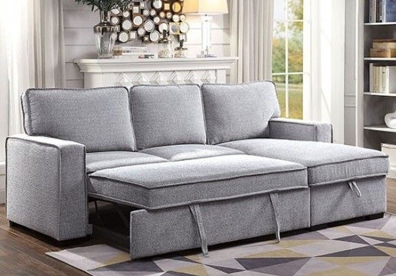 Brand New Light Grey Sectional Sofa Storage Sleeper