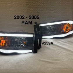 2002 - 2005 Dodge Ram 1500|03-05 Ram 2500/3500 LED Tube Factory Style Headlights