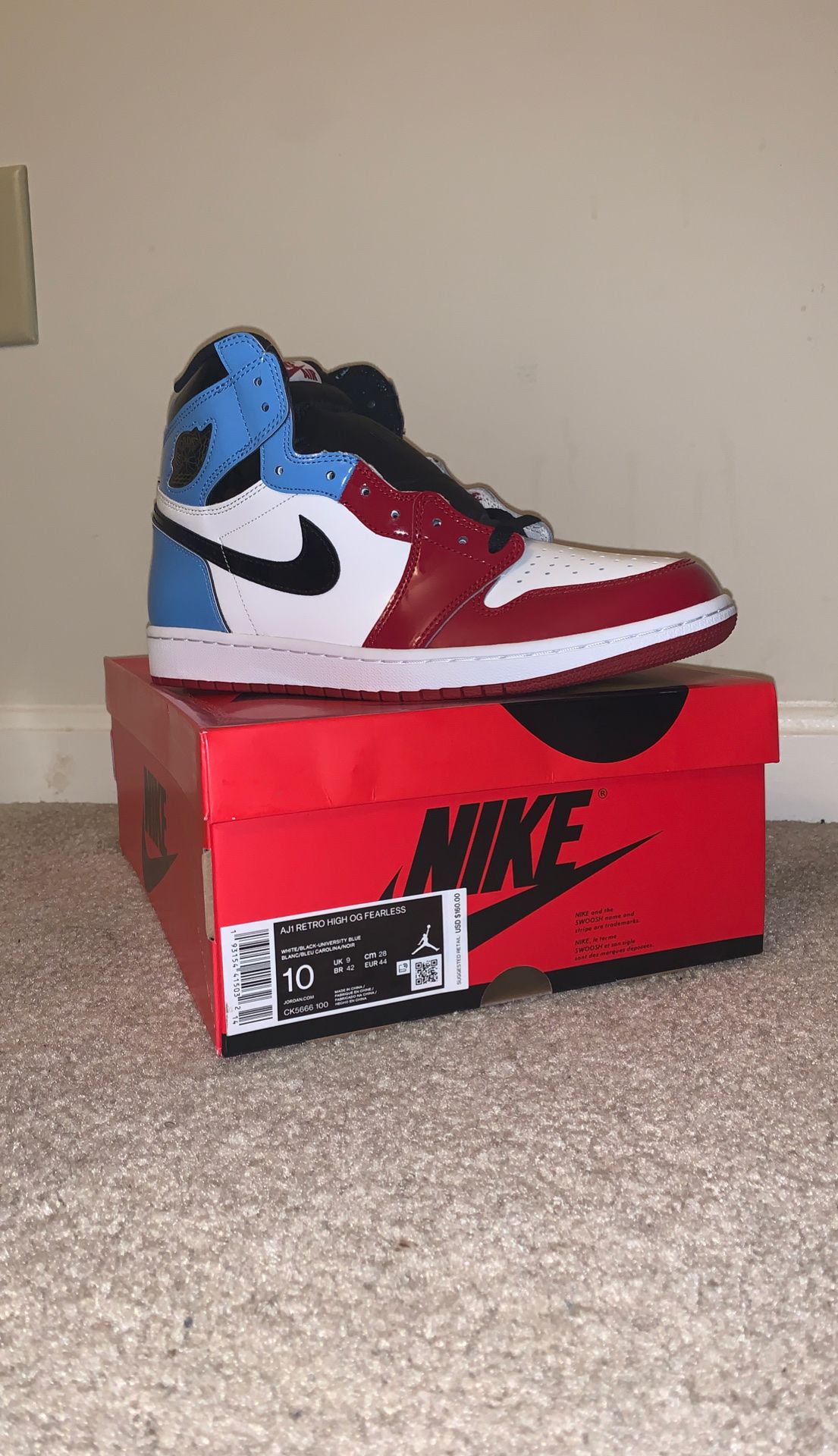 Jordan 1 Retro “Fearless” DS Size 10