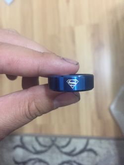 Blue Superman Symbol Ring