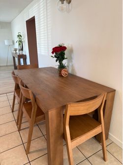 Plank and beam solid wood dining table set