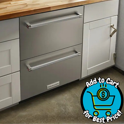 KitchenAid - 4.29 Cu. Ft. Built-In Mini Fridge with Double-Drawer Refrigerator/Freezer - Stainless Steel