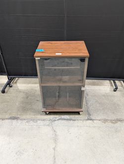 Dark Wood Two-Tier Storage Side Table with Shelves