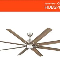 Ceiling Fan 72 in. Smart Indoor/Outdoor Brushed Nickel with Remote Powered by Hubspace