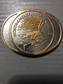 North American Hunting Club 24K Gold and Rhodium Plated Belt Buckle