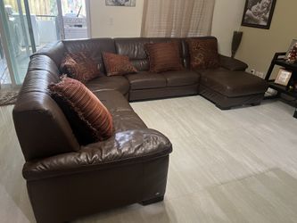 Brown Leather Couch 