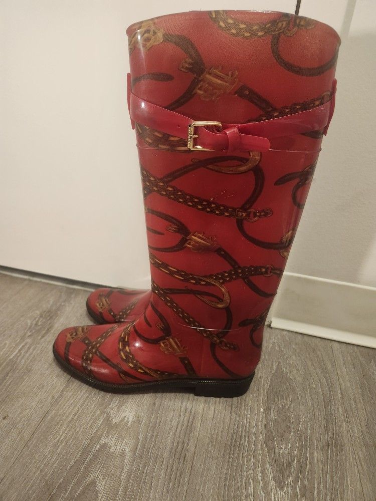 Lauren Ralph Lauren Rossalyn II Red Chain Rain Boots – Size 9 – $55 OBO